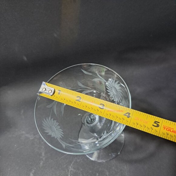 Crystal Champagne Coupe Etched Floral Design 7fl Oz Stemware Vintage Barware - Picture 4 of 16